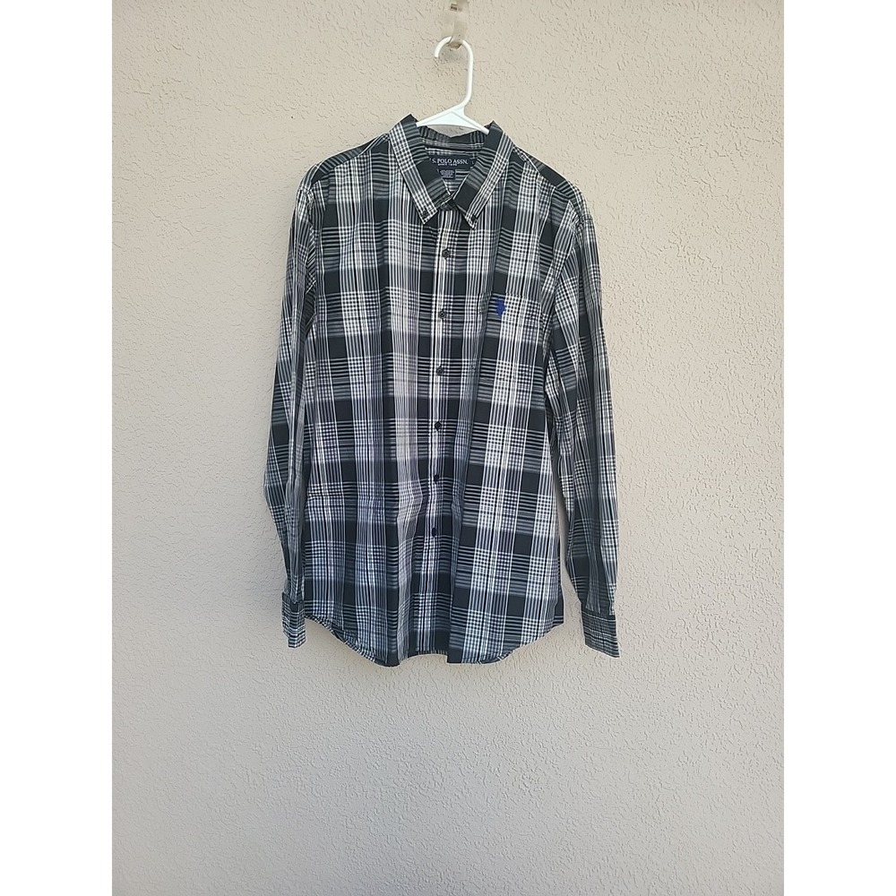 Ralph Lauren Men's Black Plaid Classic Fit Long Sleeve Button Down Sz L